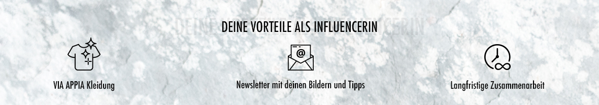 Via Appia Kleidung, Newslettern mit deinen Bildern und Tipps & langfristige Zusammenarbeit