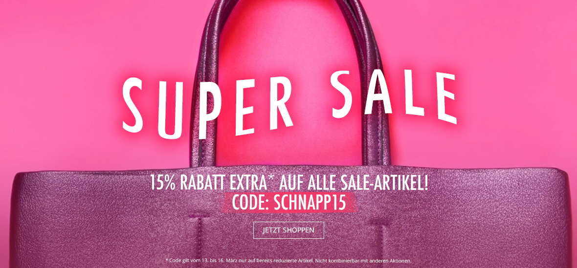 -15% geschenkt auf Sale Artikel mit dem Code SCHNAPP15