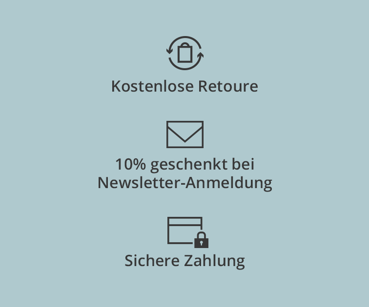 kostenlose Retoure, sichere Zahlung