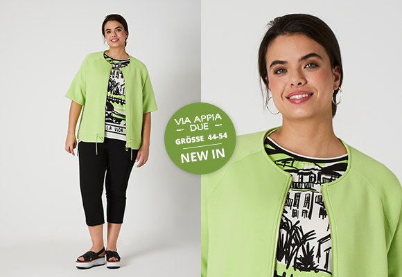 Kollektion in Apfelgrün, Schwarz & Creme mit sommerlichen Prints