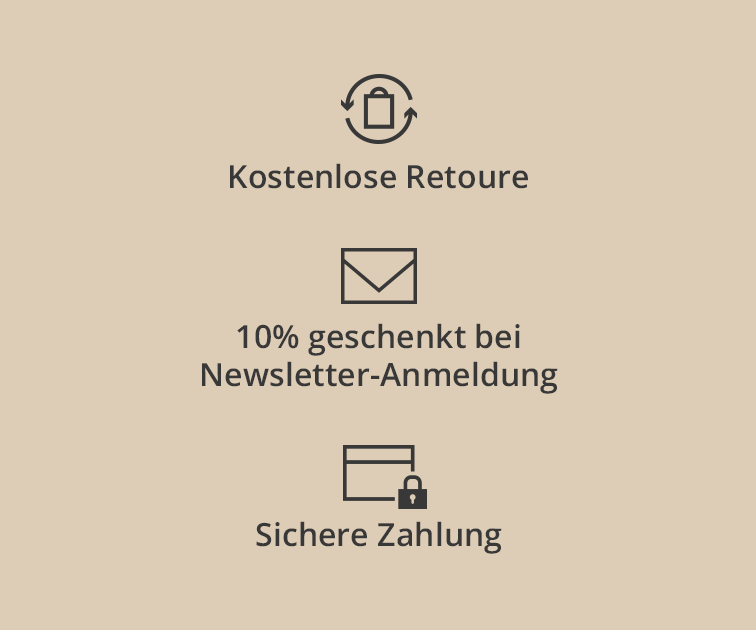 kostenlose Retoure, sichere Zahlung