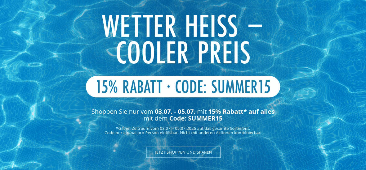 -15% mit dem Code SUMMER15 auf alles im Shop