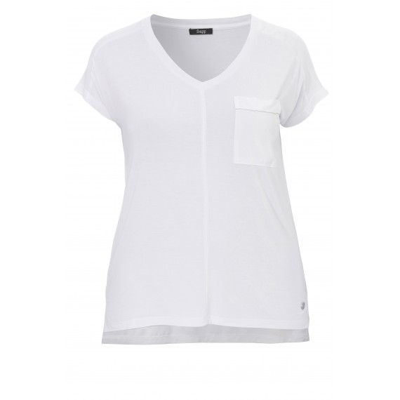 Fließendes T-Shirt mit Brusttasche /
