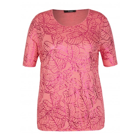 Schimmerndes T-Shirt mit floralem Foliendruck /