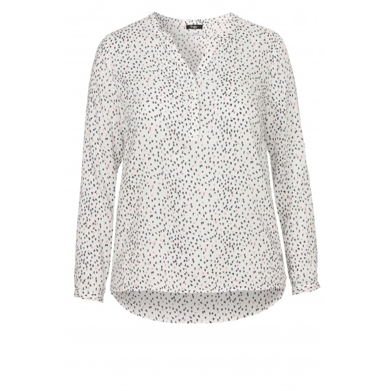Luftige V-Bluse mit Tupfenmuster /