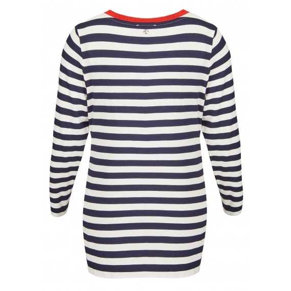 Modernes Ringel-Shirt mit Kontrastkragen /