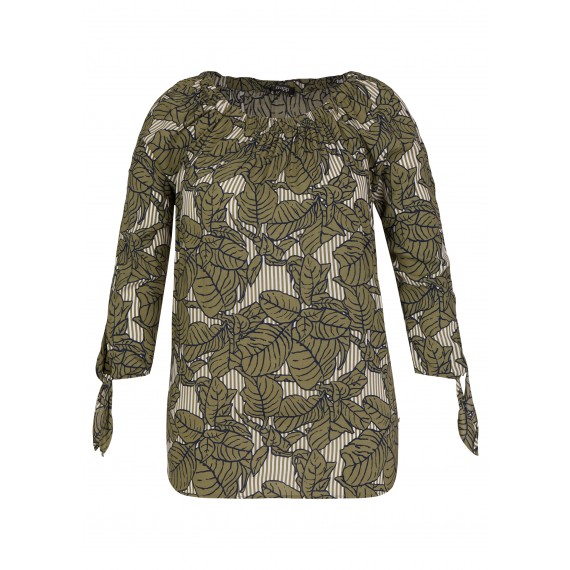 Romantische Carmen-Bluse mit Muster-Mix /