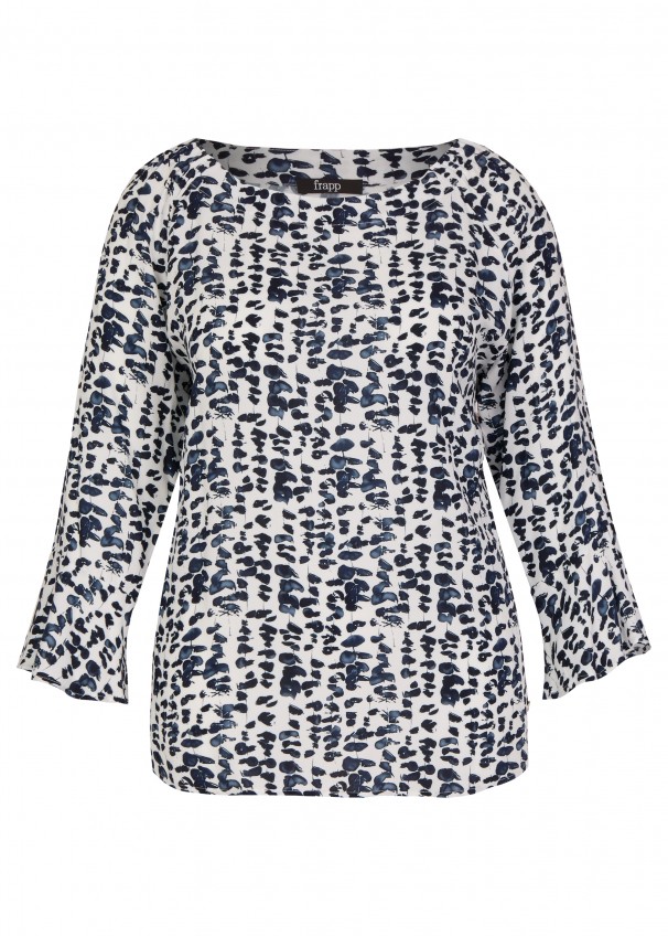 Angesagte Carmen-Bluse mit floralem Print off white / navy Frontansicht