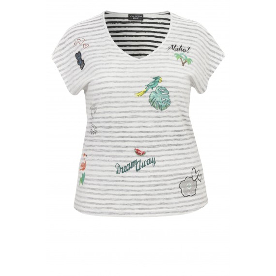 Sommerliches Ringel-Shirt mit Verzierungen /