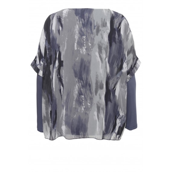 2-in-1 Jerseyshirt mit Chiffon-Tunika /