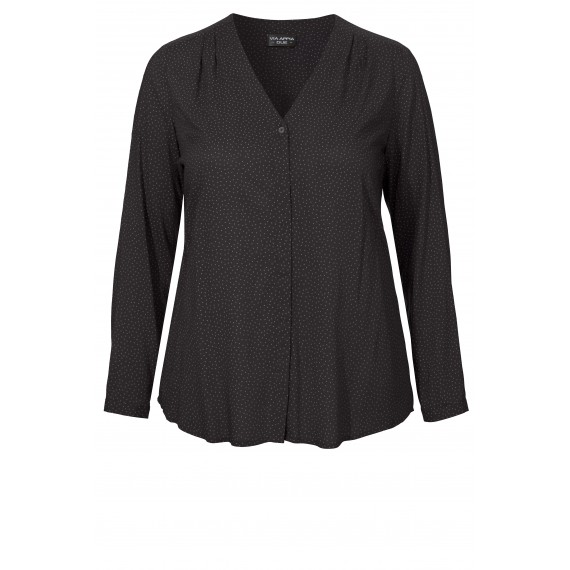 Langärmlige V-Bluse mit Punktemuster /