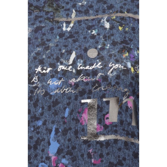 Schimmerndes Muster-Shirt im Materialmix /