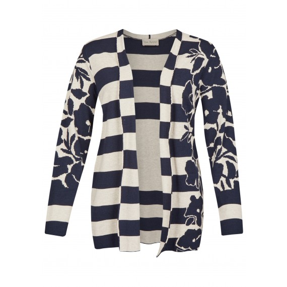 Flauschiger Cardigan mit Muster-Mix /