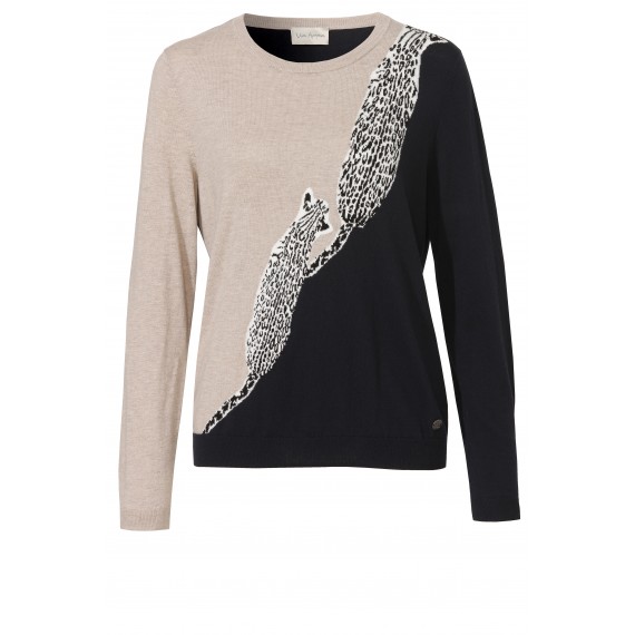 Raffinierter Pullover mit zweifarbigem Design /