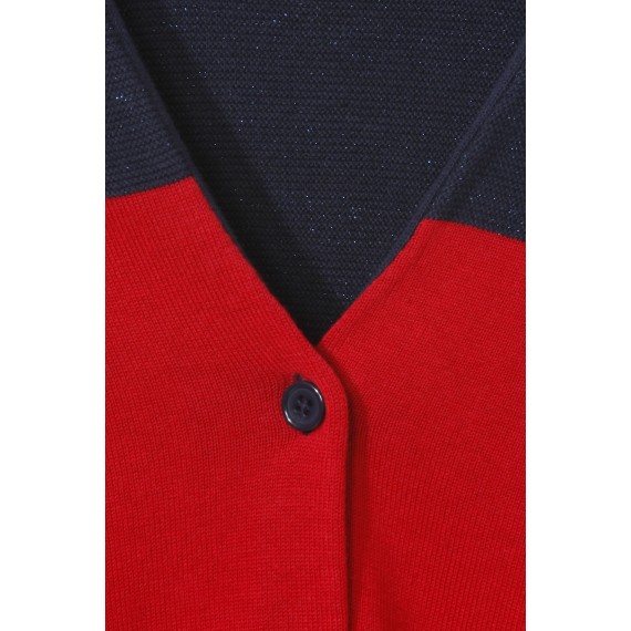 Modische Strick-Jacke mit Materialstruktur-Mix /