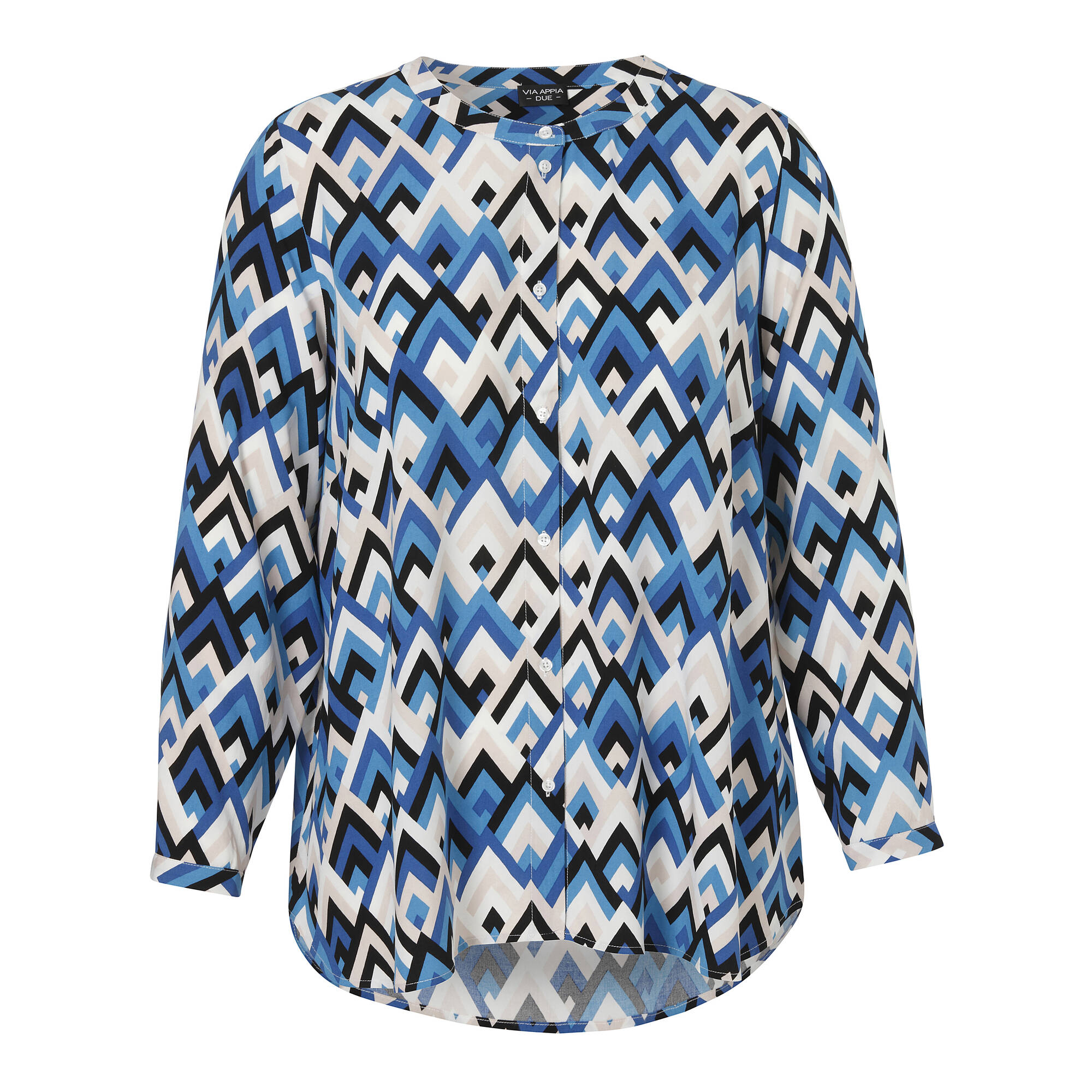 Fließende Viskose-Bluse mit geometrischem Allover-Print