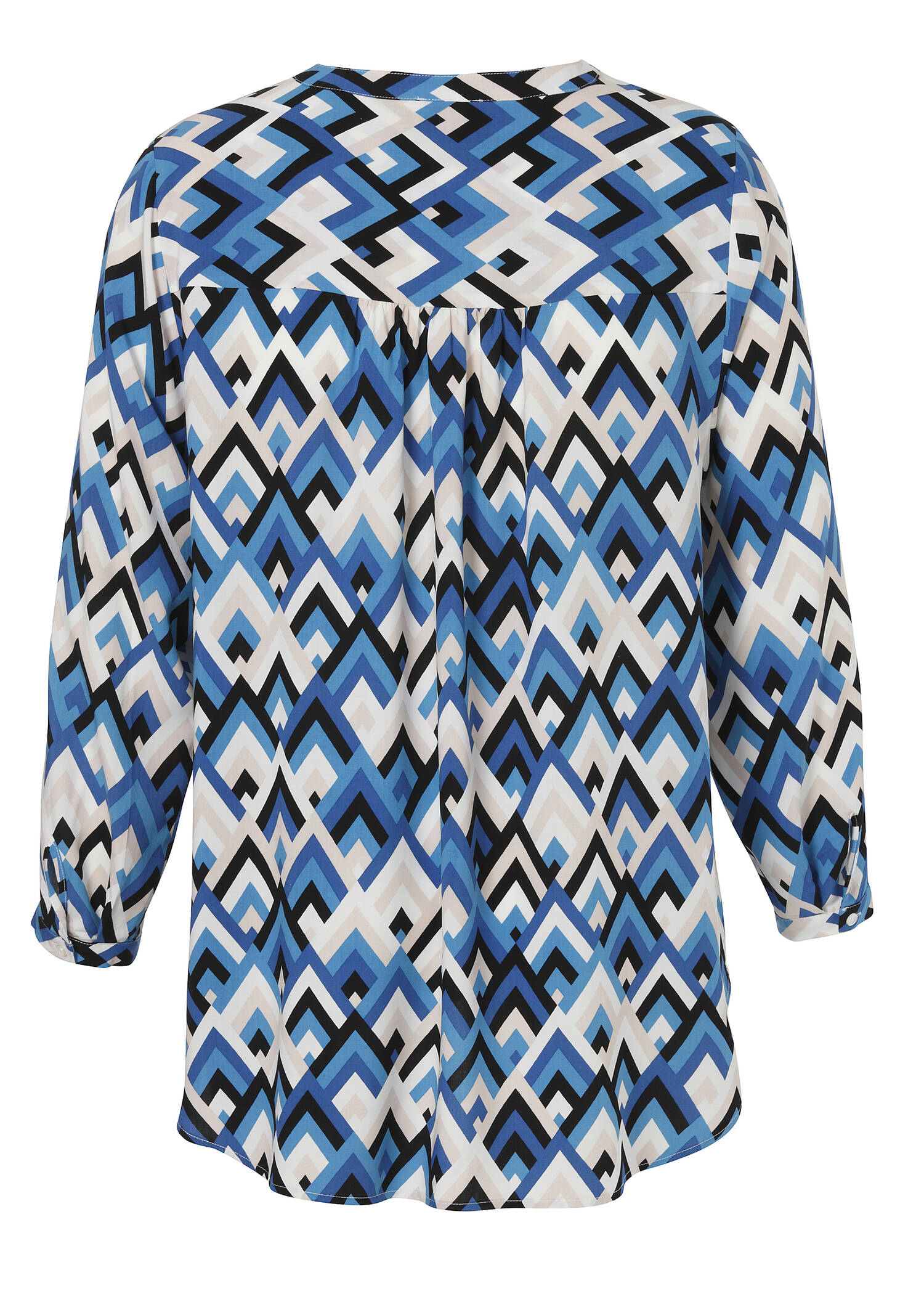 Fließende Viskose-Bluse mit geometrischem Allover-Print /
