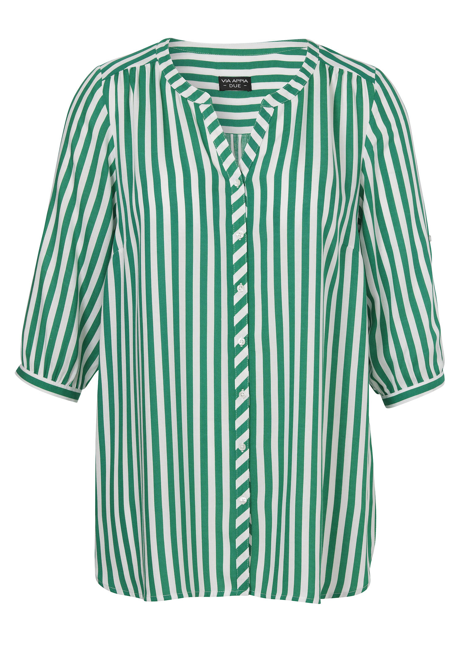 3/4-Arm Bluse mit streckenden Längsstreifen /