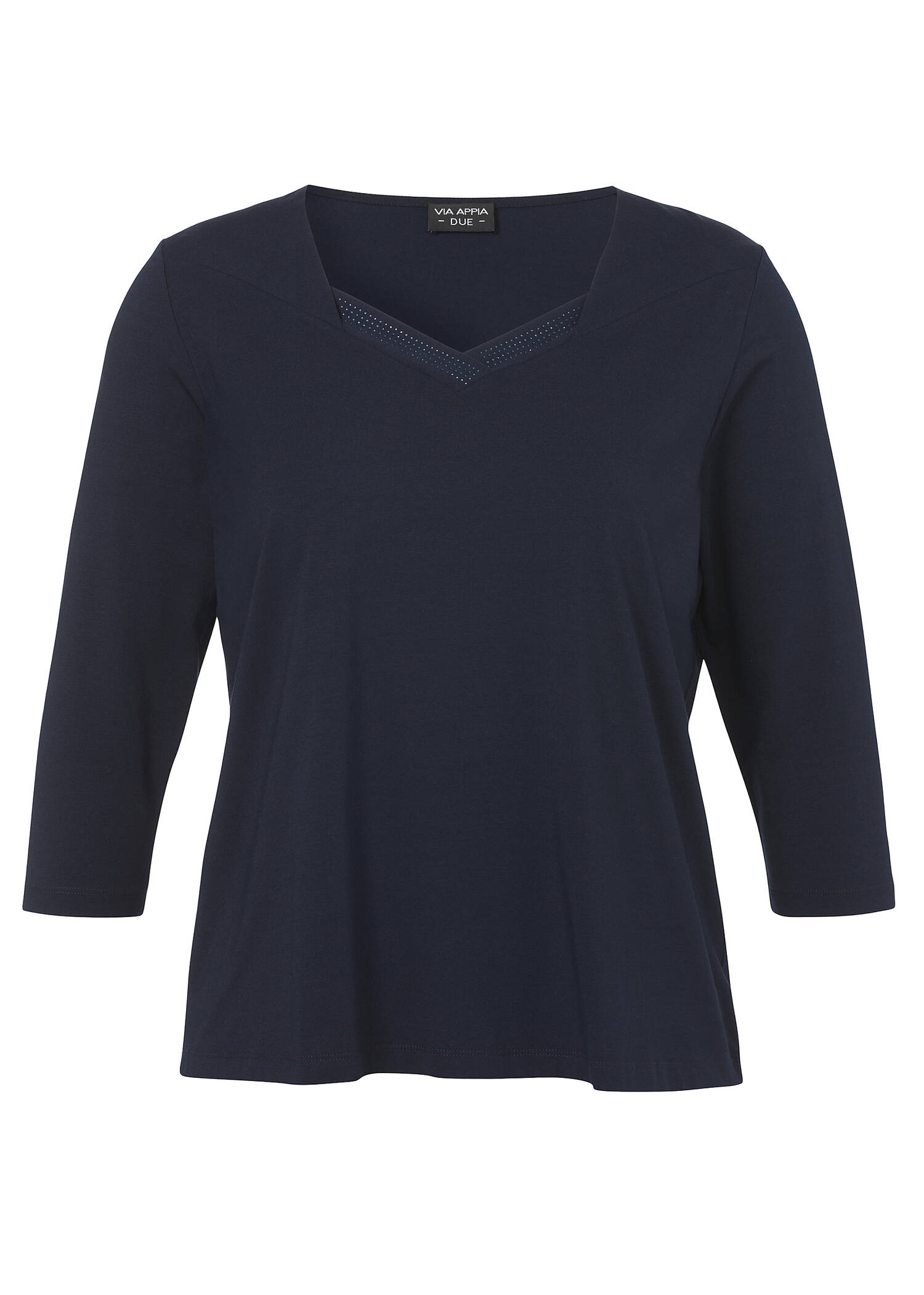 Softes 3/4-Arm-Shirt mit geschmücktem Karree-Ausschnitt / 