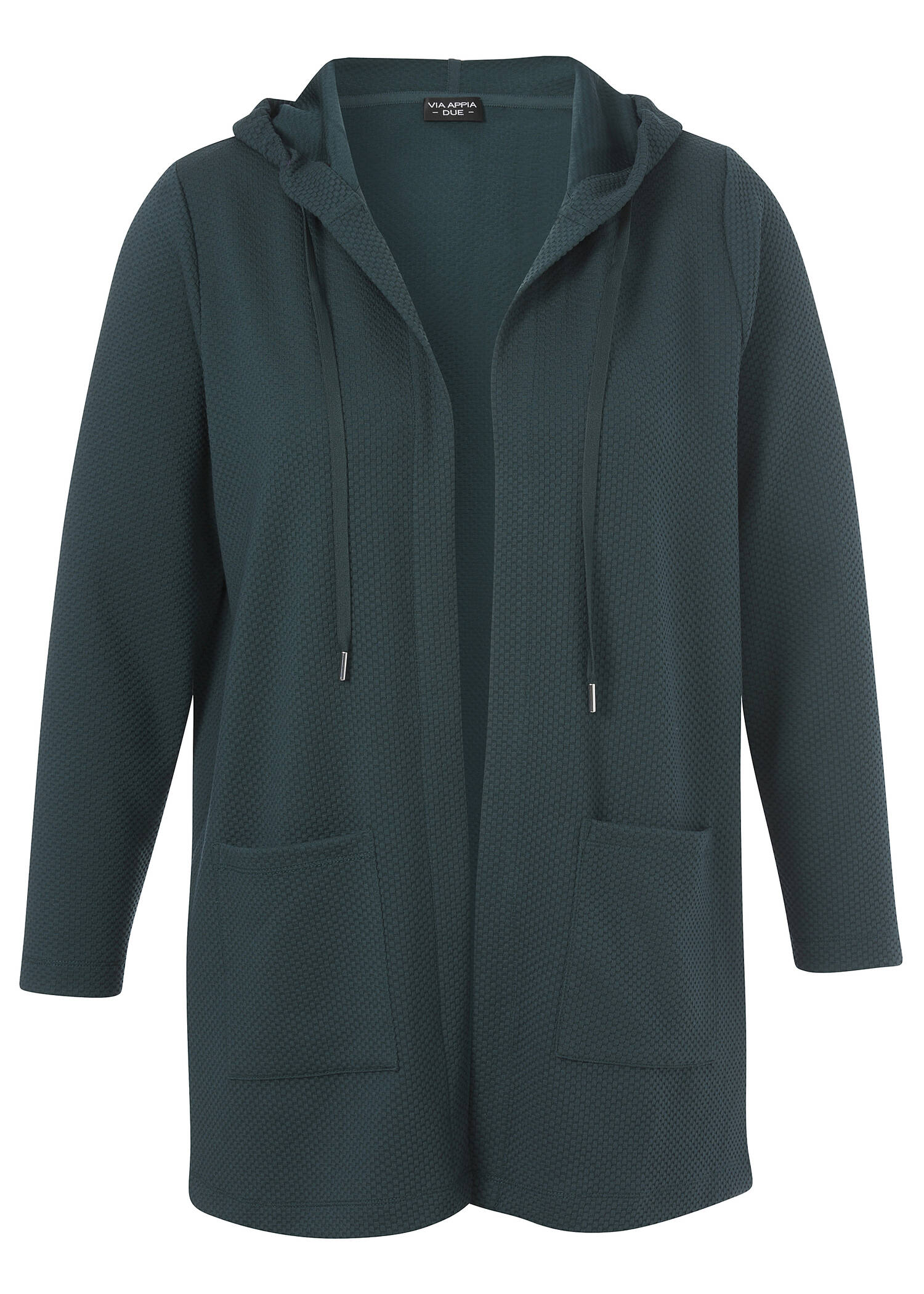 Offene Kapuzen Jacke mit aufgesetzten Taschen / 