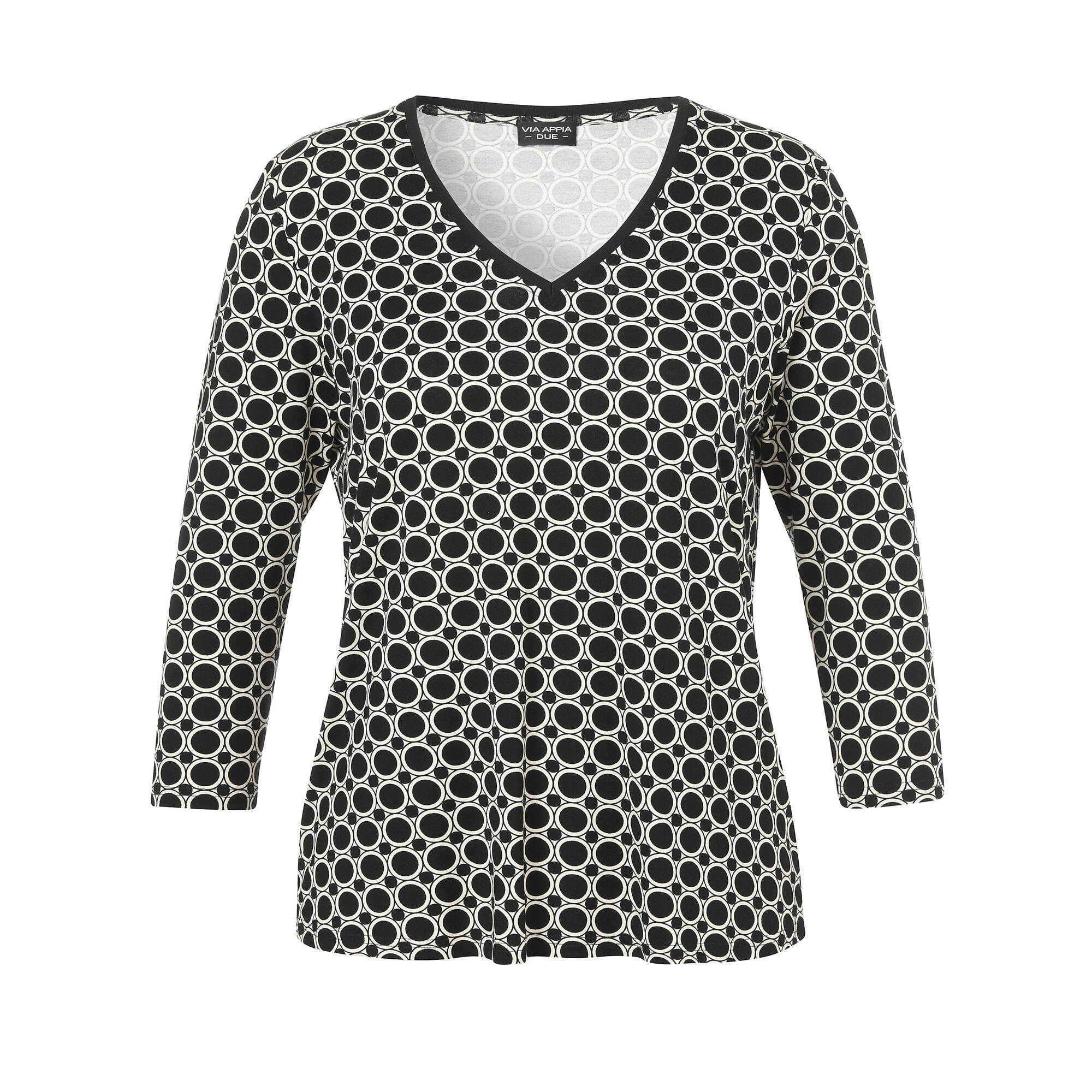 3/4-Arm Print Shirt mit Black & White Grafikmuster