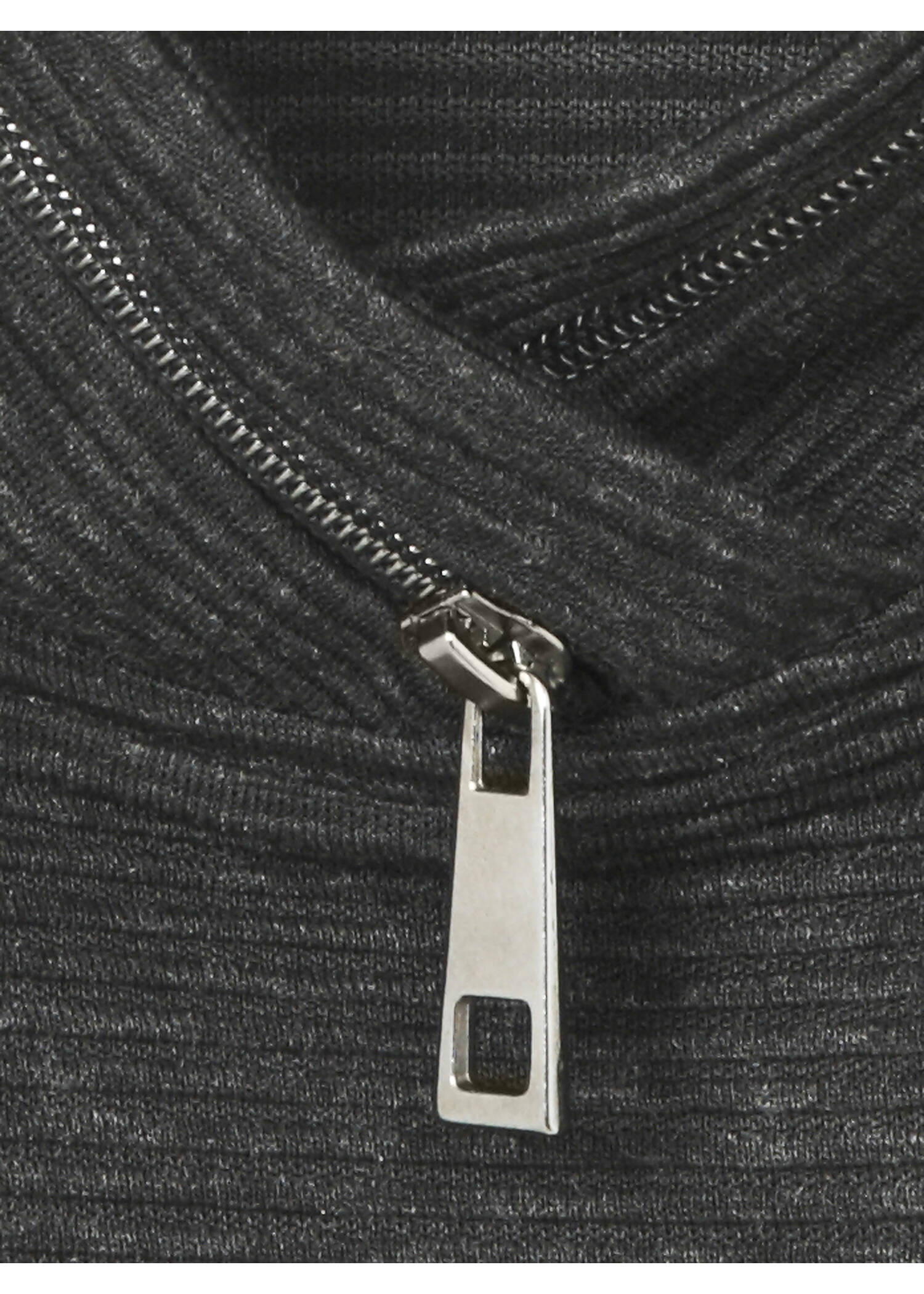 Fein geripptes Sweatshirt mit Zier-Zipper /