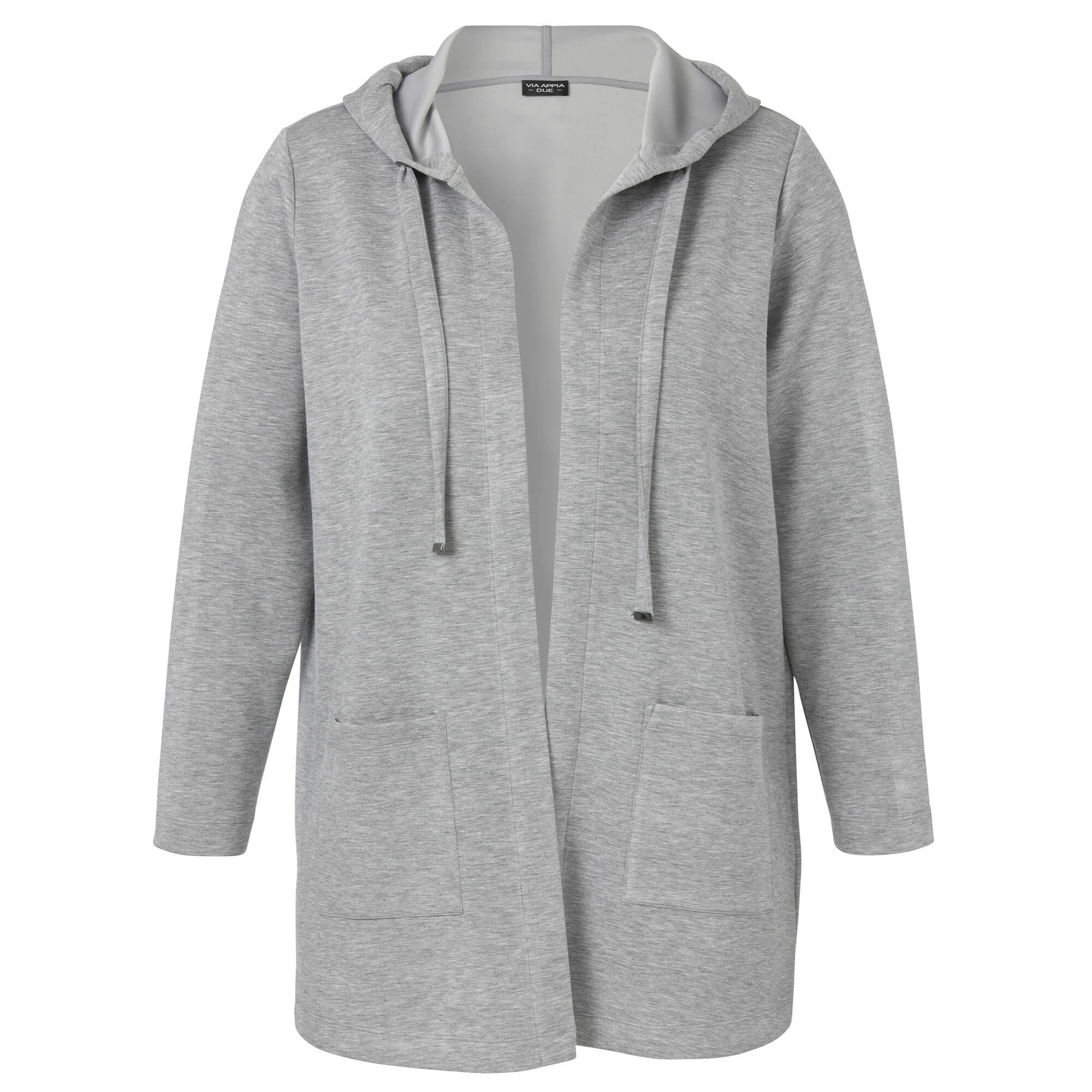 Offene Long-Shirtjacke mit Kapuze