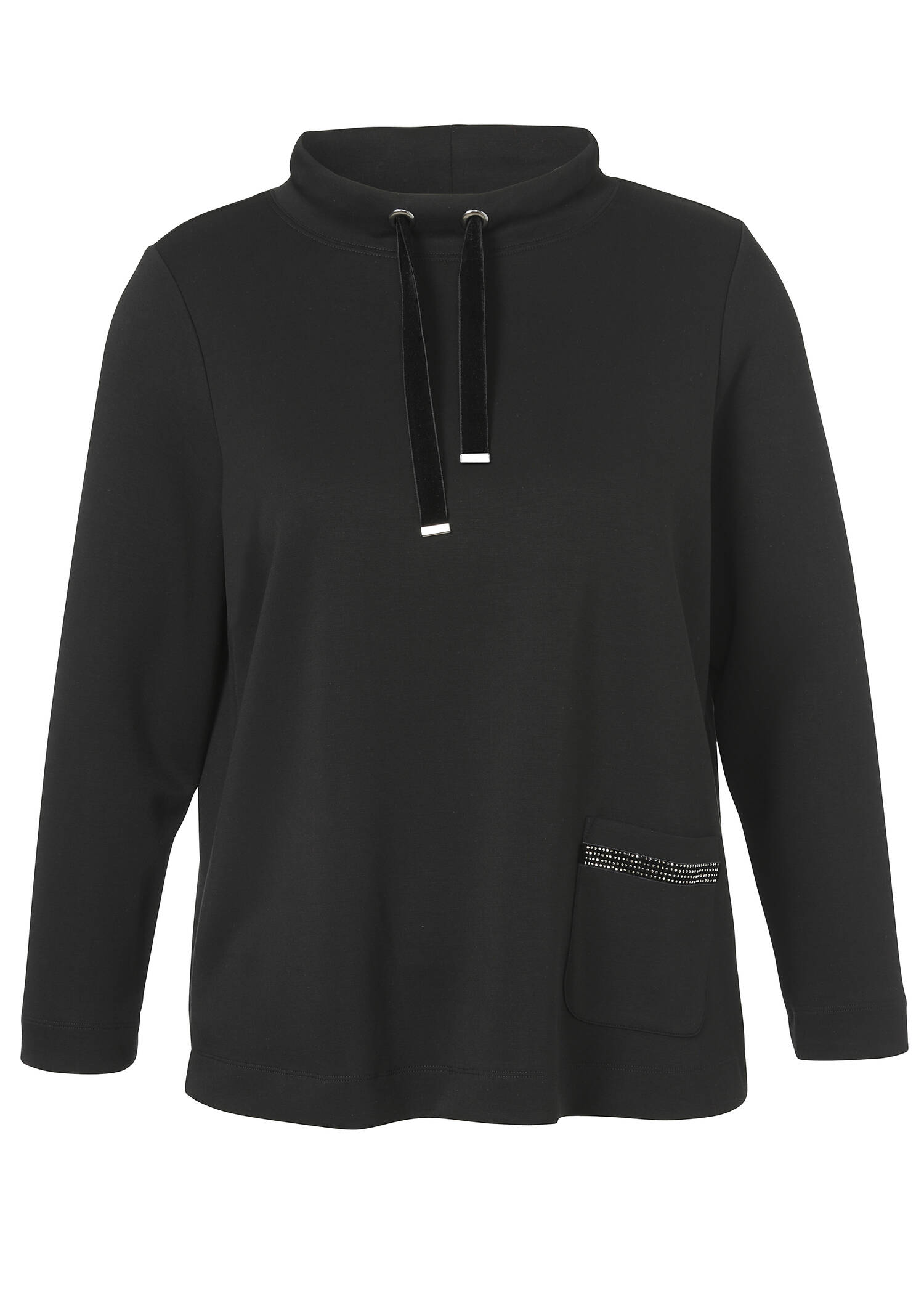 Stehkragen Sweatshirt in Schwarz /