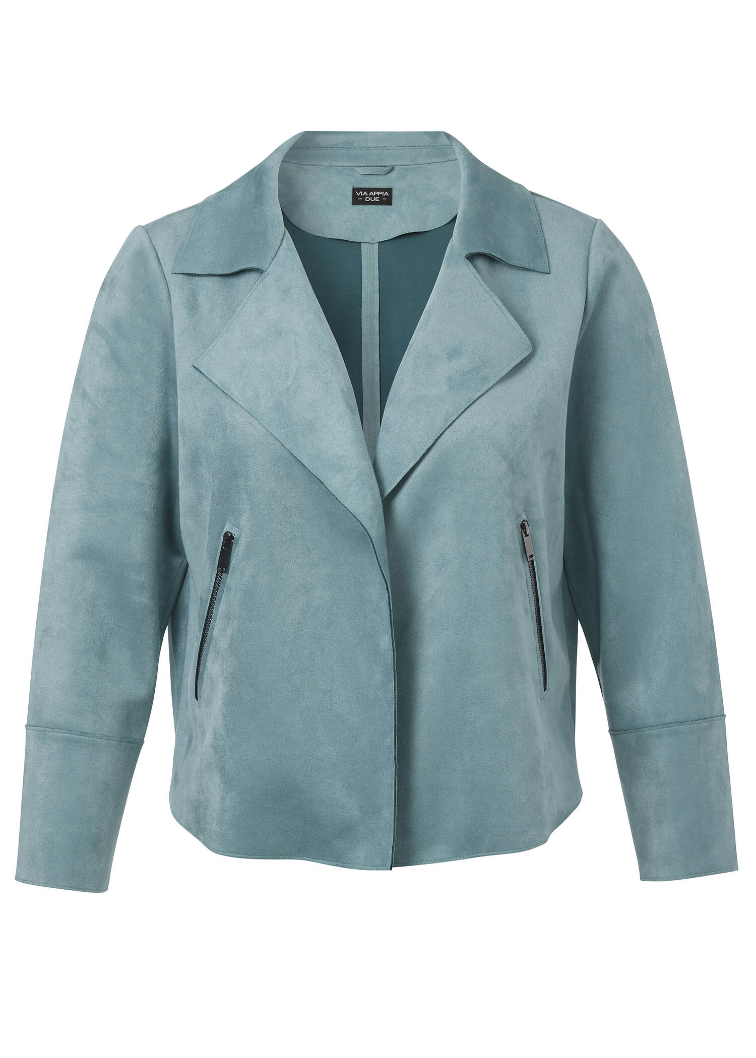 Kurze Reversjacke aus veganem Velours-Leder /