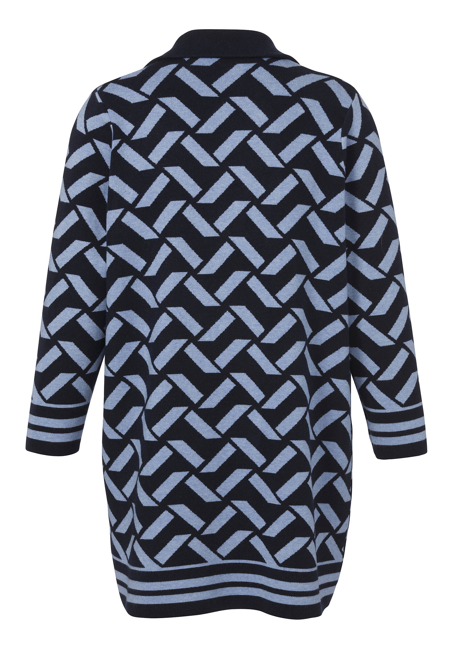 Gemusterter Long-Cardigan mit Reverskragen / 