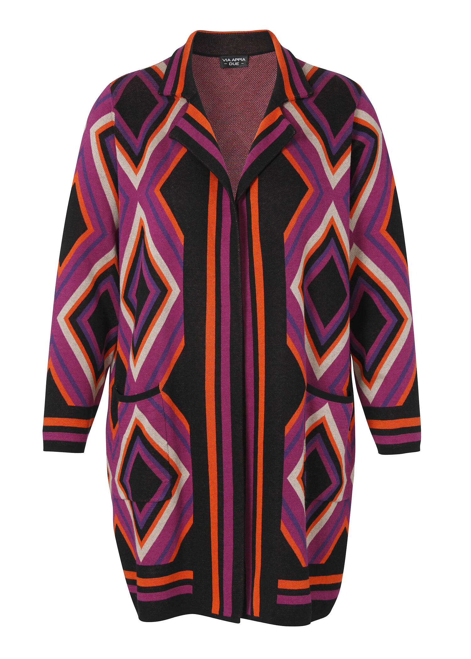 Offener Long-Cardigan mit Jaquard Trendmuster /