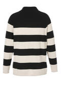 Bicolor Streifen-Feinstrick-Pullover mit Front-Motiv / 