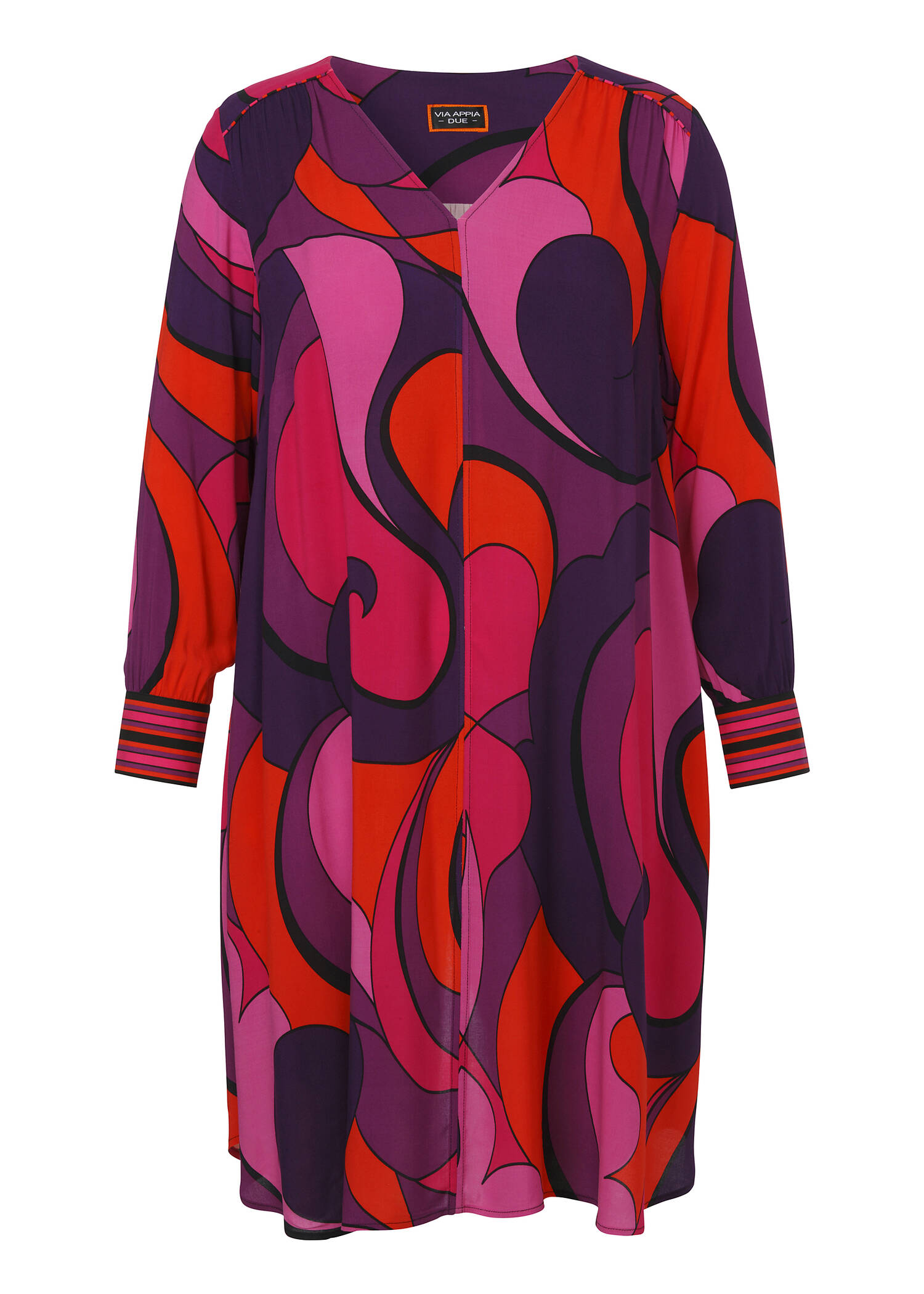 Leicht ausgestelltes Viskose-Kleid mit Nahttaschen /