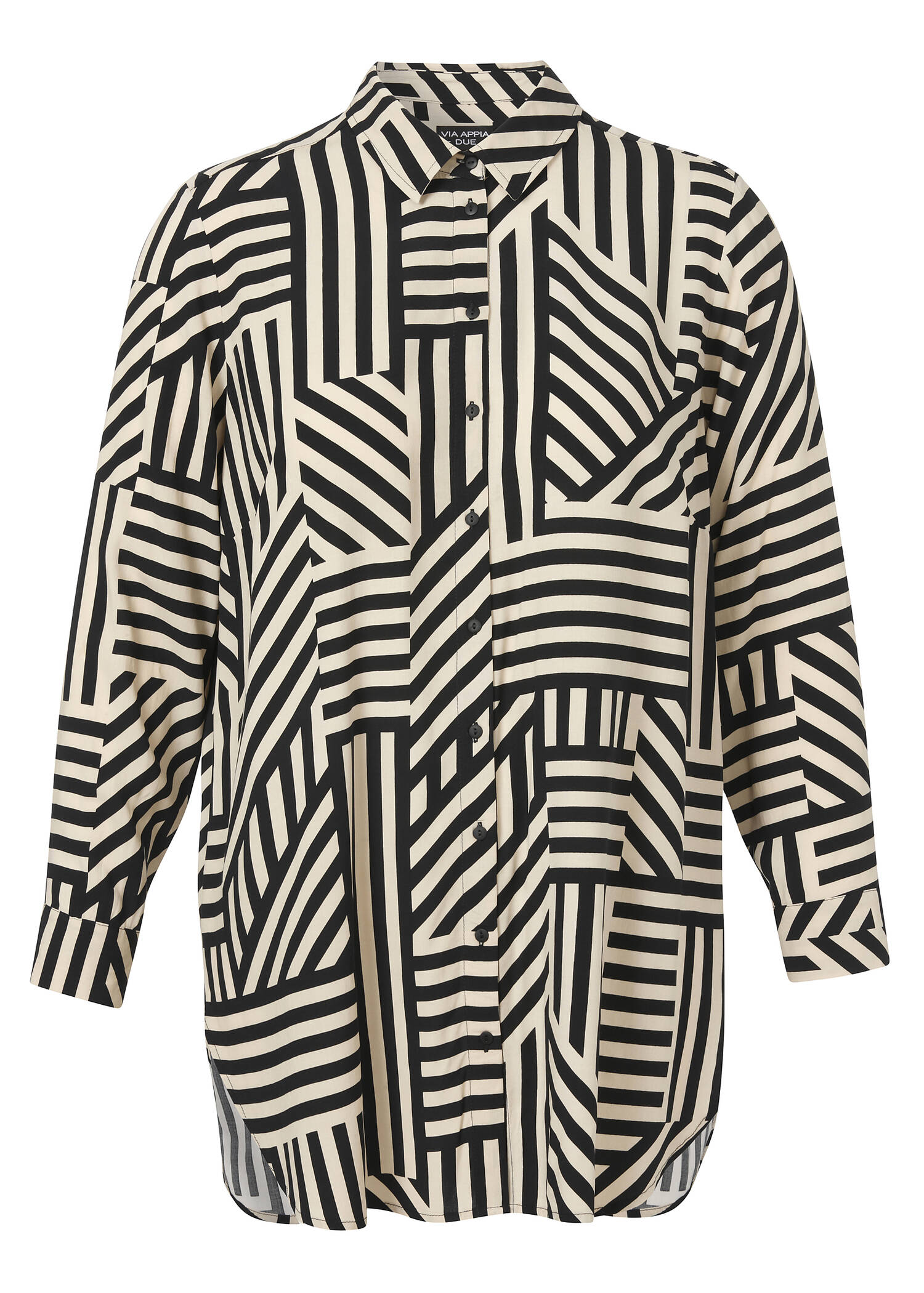 Bicolor Print Longbluse aus Viskose /