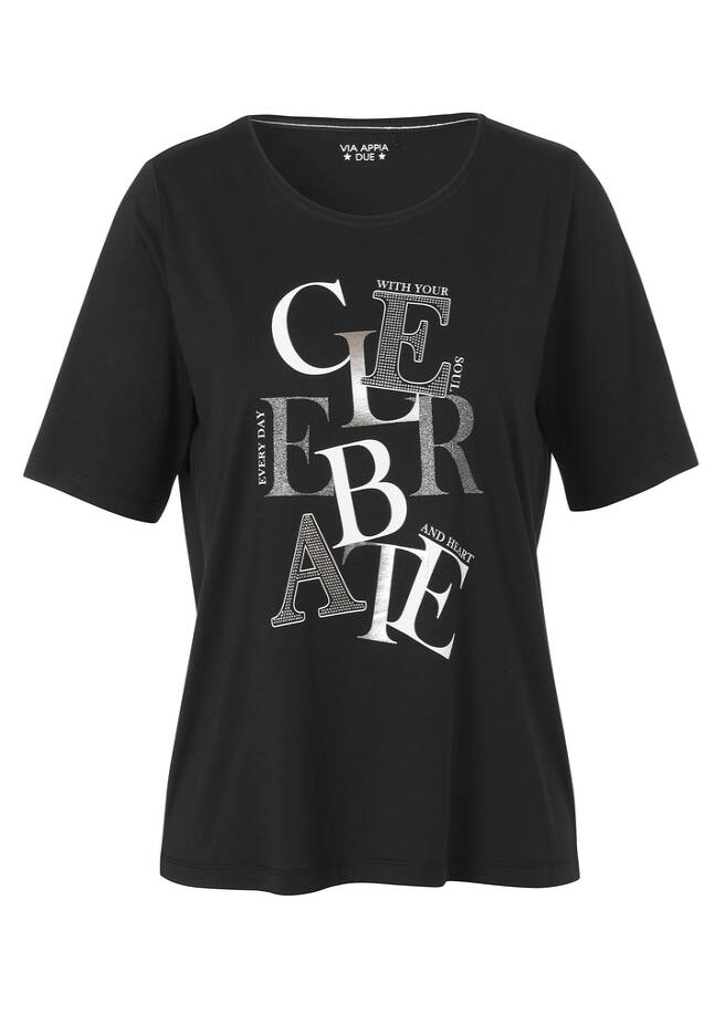 Softes T-Shirt mit verziertem Celebrate-Motiv / 