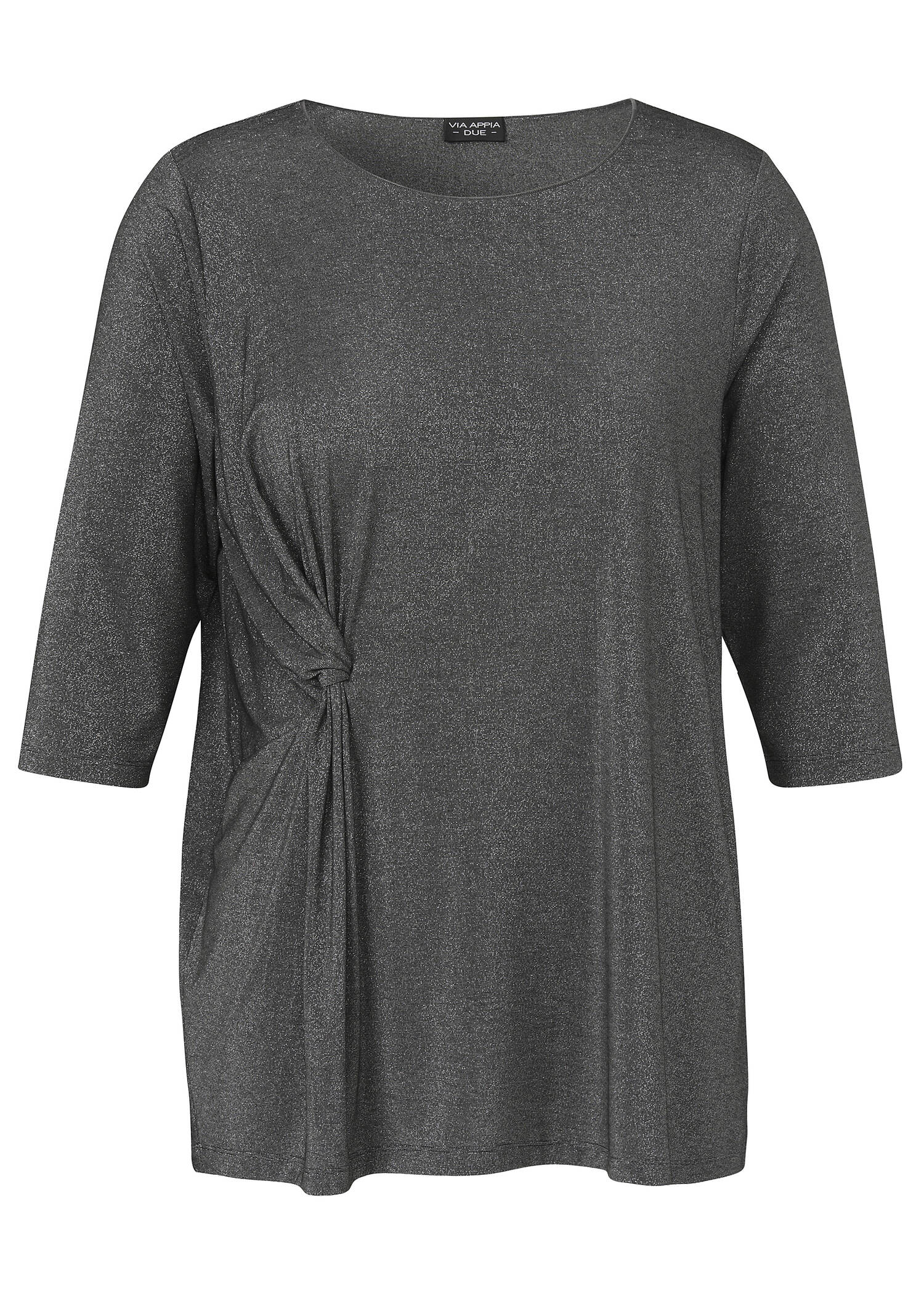 Glitzerndes 3/4-Arm Shirt mit drapiertem Knoten-Detail /