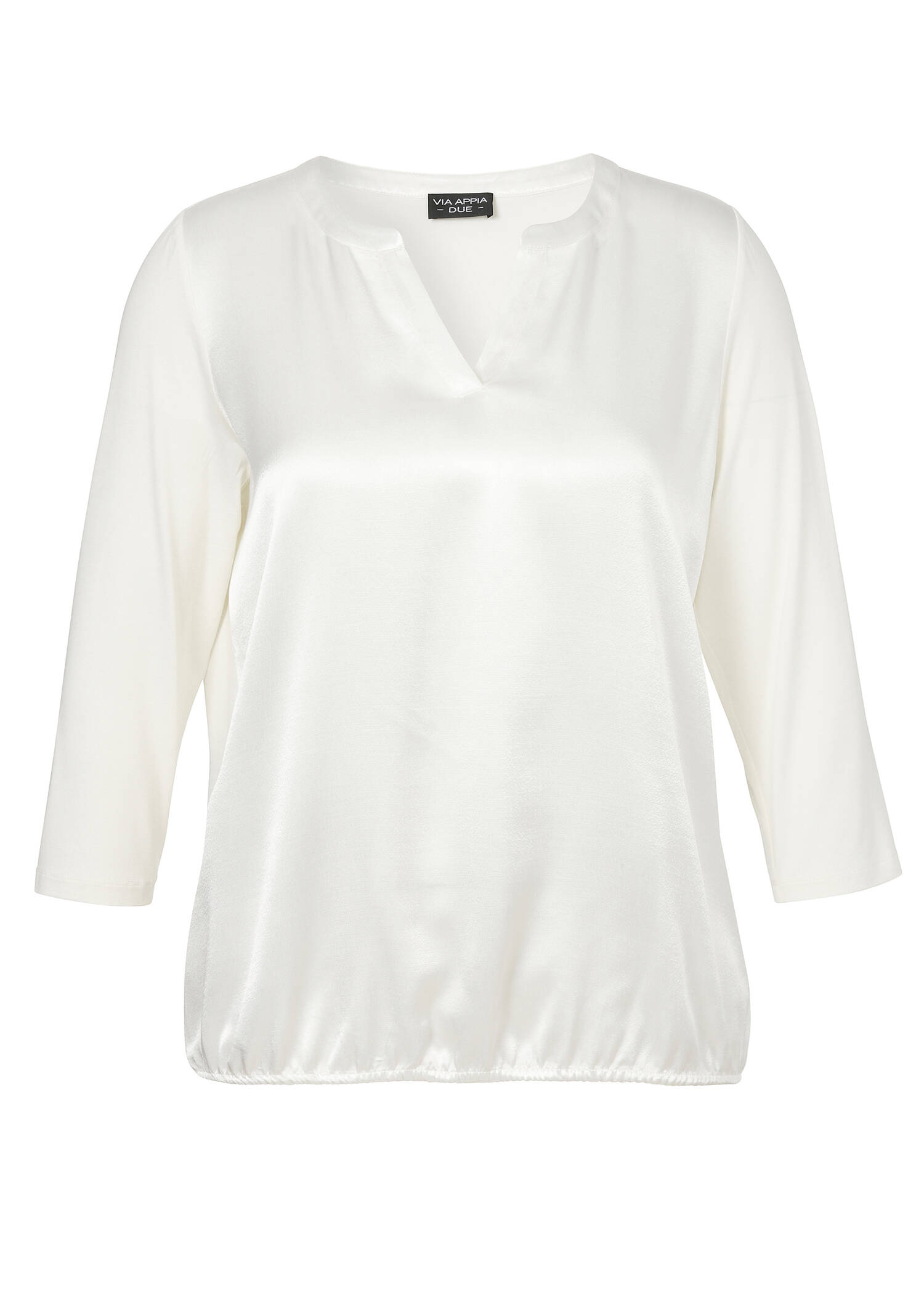 Edles 3/4-Arm Blusenshirt mit glänzender Front /