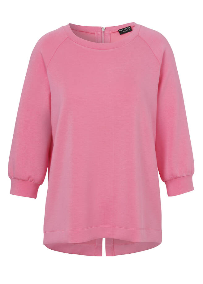 3/4-Arm Sweatshirt mit Zipper im Nacken / 