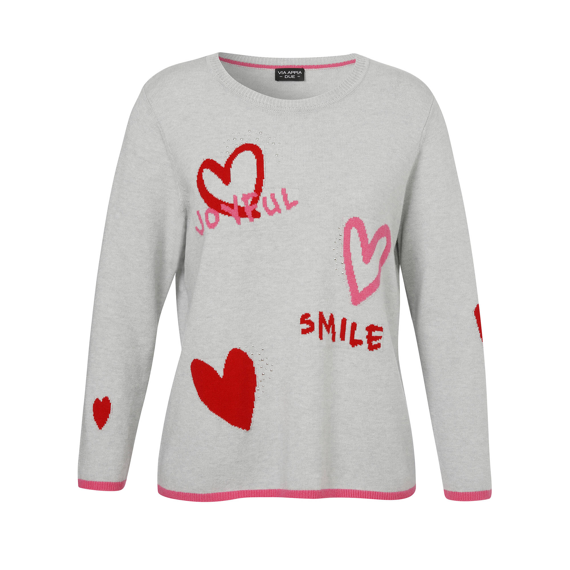 Femininer Feinstrick-Pullover mit eingestrickten Herzen