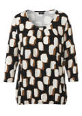 3/4 Arm Print Shirt mit Gummizug-Saum / 