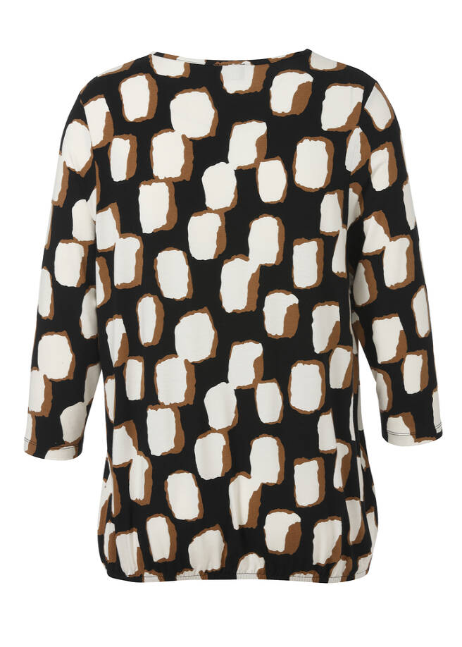 3/4 Arm Print Shirt mit Gummizug-Saum / 