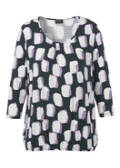 3/4 Arm Print Shirt mit Gummizug-Saum / 