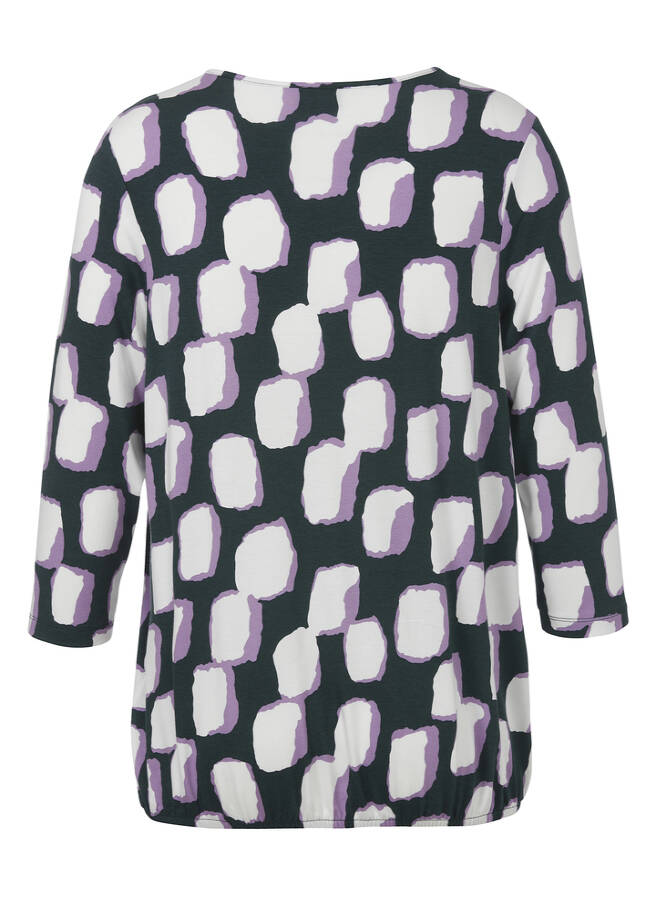 3/4 Arm Print Shirt mit Gummizug-Saum / 