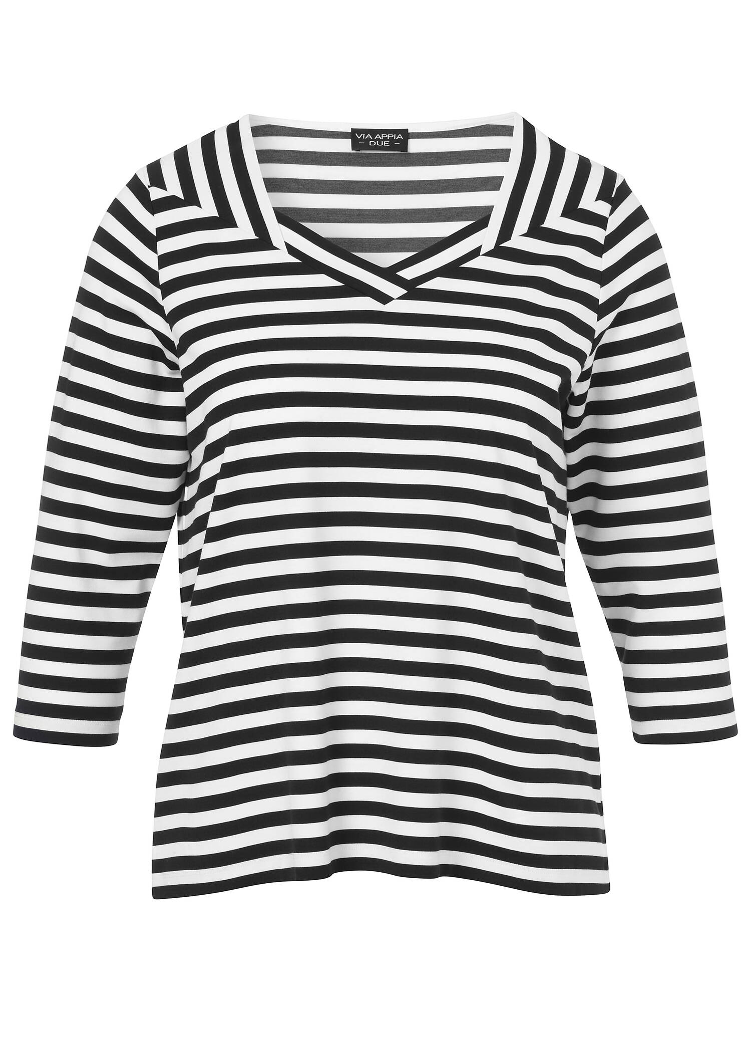 Fließendes Ringelshirt mit Karree-Ausschnitt /