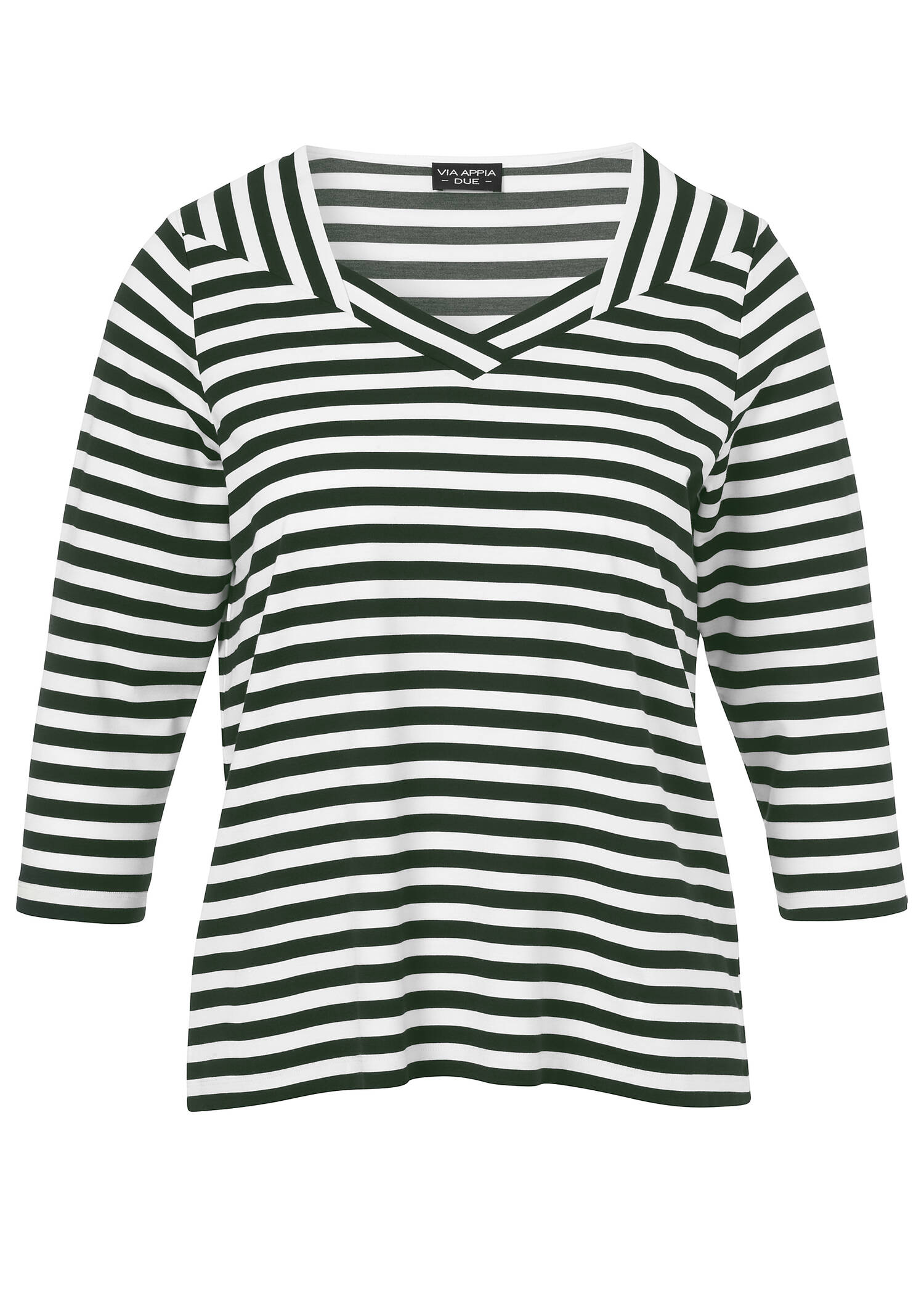 Fließendes Ringelshirt mit Karree-Ausschnitt /