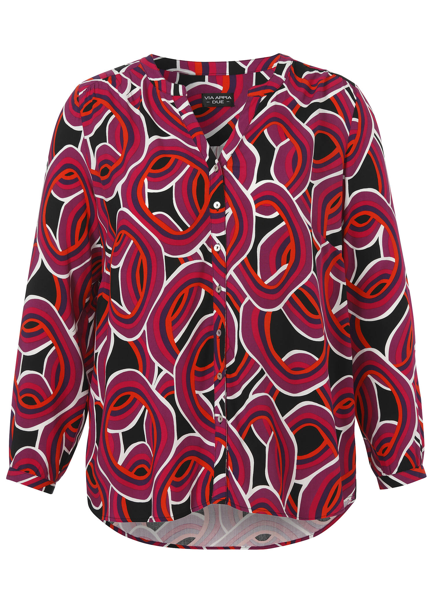 Fließende Viskose-Print-Bluse durchgeknöpft / 