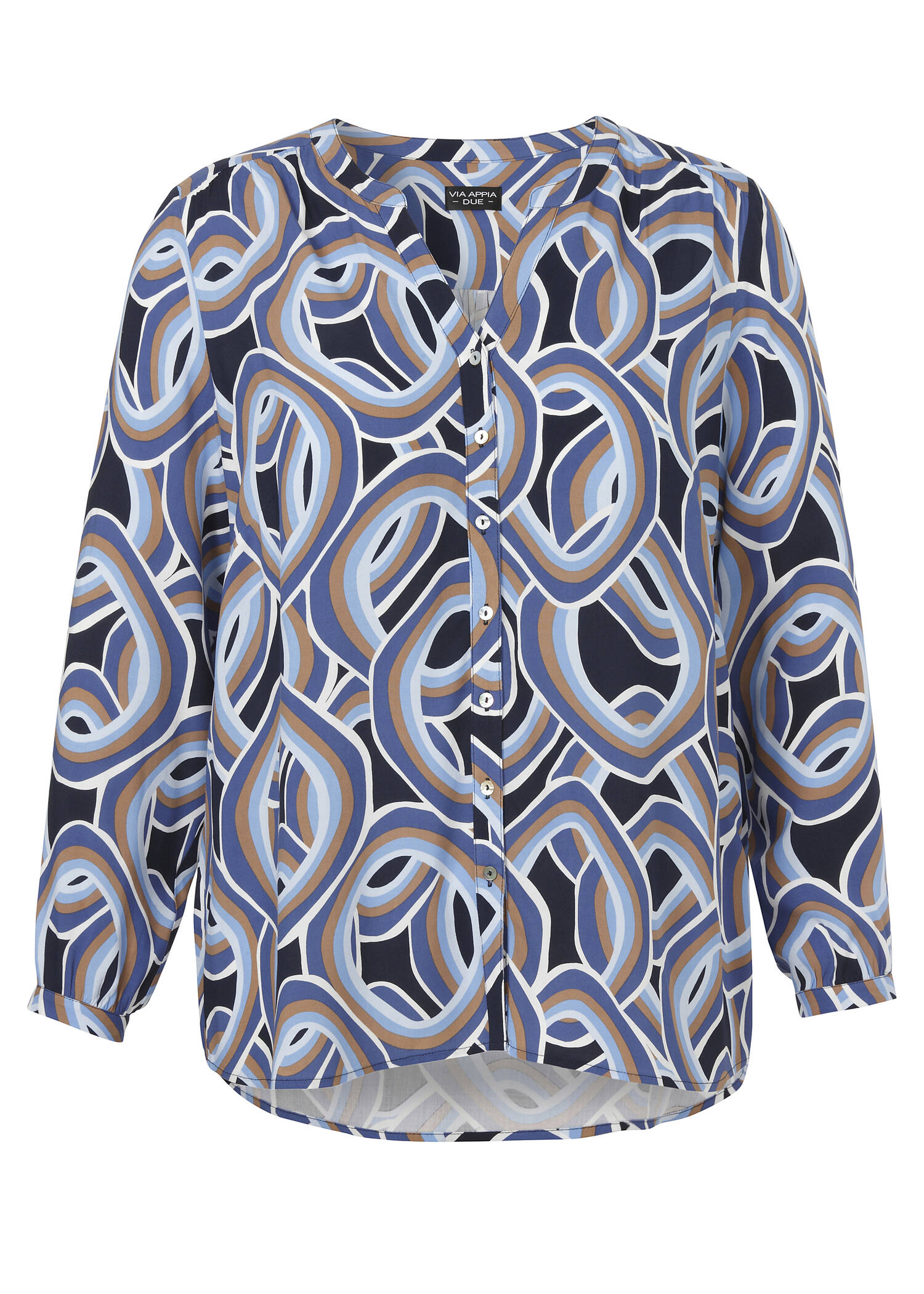 Fließende Viskose-Print-Bluse durchgeknöpft /