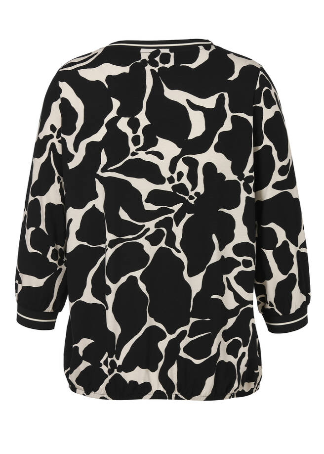 3/4-Arm Print-Shirt mit Gummizugsaum / 