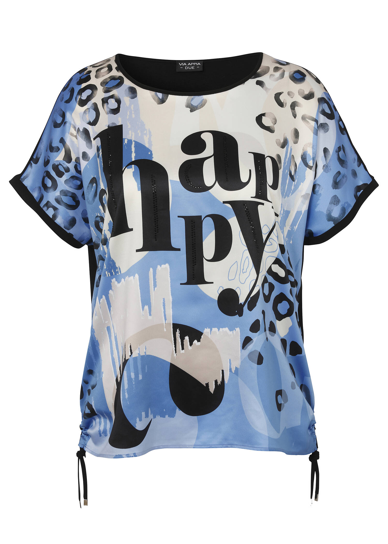 Print Blusenshirt mit schwarzem Rückteil /
