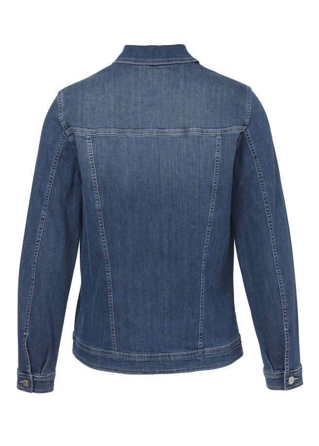 Leicht verwaschene Jeansjacke mit modischem Crash-Effekt / 